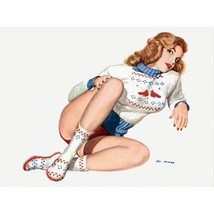Retro Pin Up Girl Art / Poster &quot;Reclining&quot; Sweater Girl #058 18X24&quot; - £7.81 GBP