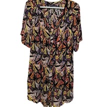 Roaman&#39;s Women&#39;s Black Orange Yellow Short Sleeve Button Front Dress Siz... - $14.03