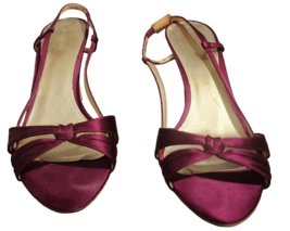Nine West Reedy Dark Pink Satin Slingback Heels 10.5M - £18.19 GBP