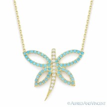 Dragonfly Charm Nano Crystal &amp; CZ .925 Sterling Silver Pendant &amp; Chain Necklace - £20.61 GBP