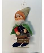 Vintage Elf Gnome Felt Christmas Ornament Decor Rubber / Plastic Face JAPAN - £15.68 GBP