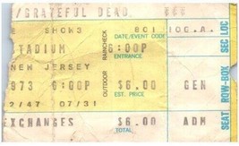 Grateful Dead Konzert Ticket Stumpf Juli 31 1973 Jersey Stadt Neu Jersey - £88.23 GBP