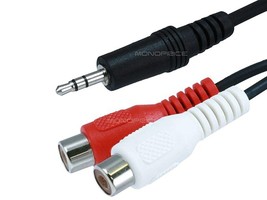 Monoprice 6inch 3.5mm Stereo Plug/2 RCA Jack Cable - Black - $2.99