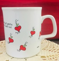 Vintage Red heart love bugs coffee mug by cartoonist Harry Gans Enesco Japan - £5.05 GBP