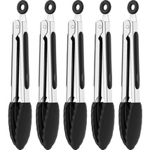 5 Pieces Silicone Mini Tongs 7 Inch Small Silicone Tongs Mini Serving Kitchen To - £22.36 GBP