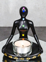 Rainbow 7 Chakra Zones Yoga Avatar Meditating Votive Candle Holder Figurine - £18.03 GBP