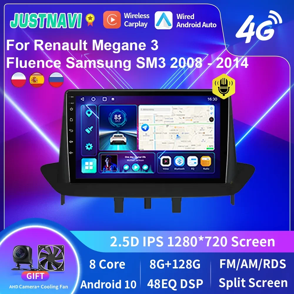JUSTNAVI Android GPS Car Radio For Renault Megane 3 Fluence Samsung SM3 2008 - - £132.24 GBP+