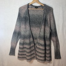 Torrid Size 1 Grey Pink Open Front Cardigan Sweater Fit Flare Cotton Blend - £23.29 GBP