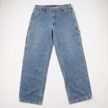 Vintage 90s Ralph Lauren Mens 36x34 Distressed Wide Leg Baggy Denim Jeans Blue - £79.09 GBP