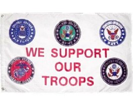 AES Support Our Troops 5 Branches Military Service 2x3 2&#39;x3&#39; Polyester Flag - £3.31 GBP