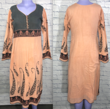 Boho Paisley India Ethnic 18&quot; Chest Pullover Womens Dress Peach Two Tone... - $21.02