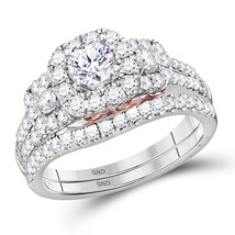 14kt Two-tone Gold Round Diamond Bridal Wedding Engagement Ring Set 1-1/2 Ctw - £2,317.33 GBP
