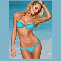 Tanning Beach Bikini Criss Cross Bandeau w/ Strappy Bottoms Five Bright Colors image 2