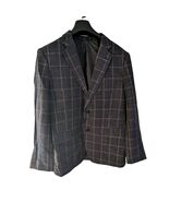 Nordstrom Mens Sport Ormezzano Linen Plaid Blazer Jacket Coat Blue Grey 42R - $3,635.34 MXN