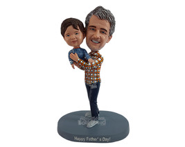 Custom Bobblehead Father playing with his kid wearing nice shirt and jeans - Par - £121.79 GBP