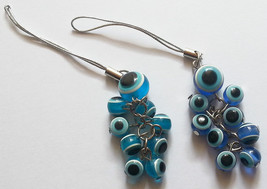 TWO Evil eye protection beads phone straps kabbalah charm from Israel  - £6.01 GBP