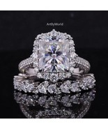 4 CT Radiant Cut Simulated Halo Engagement Ring Set Radiant Cut Wedding ... - $225.67 CAD