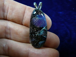 #DL-632 DICHROIC Fused GLASS Pendant JEWELRY PURPLE GREEN BLACK - $29.99
