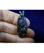 #DL-632 DICHROIC Fused GLASS Pendant JEWELRY PURPLE GREEN BLACK - $29.99