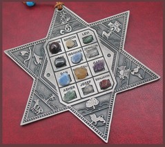 Star of David w/ 12 choshen gems as Israel tribes in English real stones ! - £23.72 GBP