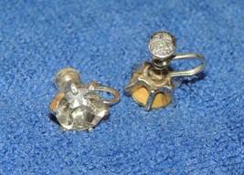Vintage Coro Earrings large 10-12mm single Rhinestone silver tone screw ... - $11.69