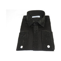 Men CEREMONIA Formal Shirt Rhinestone 100% Cotton Turkey #stn 15 tsb Black Fancy image 3