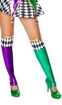 Metallic Jester Thigh High Stockings Leggings Costume Green Purple Gold ST4723 - £23.45 GBP