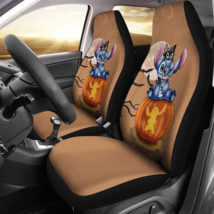Stitch And Black Cat On Pumpkin Happy Halloween Car Seat Covers - £31.16 GBP