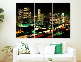 Los Angeles Canvas Print Night Los Angeles Wall Art Los Angeles Skyline Photo Ho - £39.16 GBP