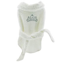 Doggie Design White 100% Cotton Terry Cloth Bathrobe with Silver Tiara S... - $281.01 MXN