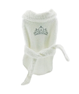 Doggie Design White 100% Cotton Terry Cloth Bathrobe with Silver Tiara S... - $15.00