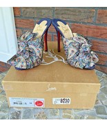 Christian Louboutin Moniquissima 38 Paisley Satin Denim Heel 120 MM Box ... - €418,90 EUR