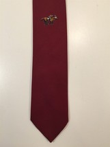 Vintage Unbranded Polyester Tie - Red With Novelty Horse Design - 3 7/8&quot;... - $14.99