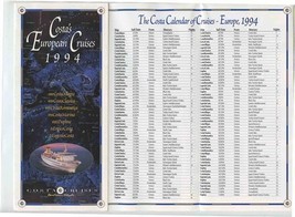 Costa European Cruises 1994 Brochure Allegra Classica Romantica Marina Daphne  - $17.82