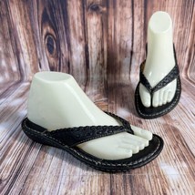 BORN Sandals Size 6 Black Leather Flip Flops Thongs Flats Casual Shoes W31223 - £18.75 GBP