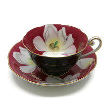 Made In Occupied Japan Oversized Floral Teacup &amp; Saucer Porcelain Multi Vtg T1 - £21.86 GBP