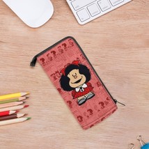 Hot Cartoon Mafalda 3D Pattern Printing Round Pencil Case Stationery Simple  Pen - £22.78 GBP