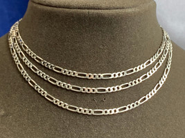 Sterling Silver Figaro Necklace 13.6g Fine Jewelry 36&quot; Chain Italy Lobster Clasp - £47.58 GBP