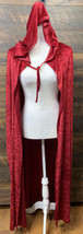 Velvet Hooded Cloak Red Cape Costume Cosplay Halloween Party 51 In From Neck - £13.55 GBP