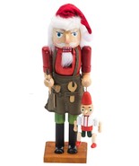 Wooden Christmas Nutcracker,14&quot;,TOY MAKER IN SANTA HAT WITH PINOCCHIO,Ri... - £31.54 GBP