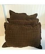 Lot of 3 Brown Rectangle Plush Pillow Lumbar 19 x 12 - $21.78