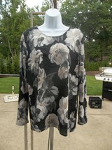 Nwot Chicos Black&amp;Silver Metalic Floral Sweater 2 - £19.53 GBP