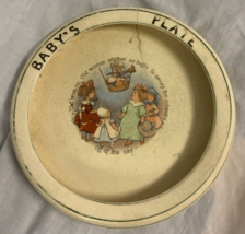 Vintage Roseville Pottery Juvenile Creamware Baby&#39;s Plate Old Woman Nursery - £7.00 GBP