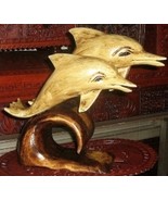 Couple dolphins, hand carved,cedarwood - £116.18 GBP