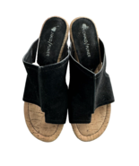 STUART WEITZMAN 7.5 M suede and cork wedges heels shoes sandals Italy black - $100.03 CAD