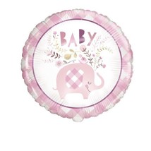 Floral Pink Elephant Girl Baby Shower 1 18&quot; Mylar Foil Balloon - £2.60 GBP