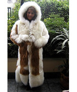 White Baby alpaca fur long coat with a huge hat, 2X - Small - £993.41 GBP