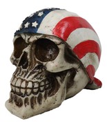 Patriotic US American Flag Star Spangled Banner Biker Skull Figurine 5.75&quot;L - $29.12 CAD