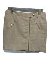 J Crew Linen Skirt Natural Beige Tan Gold Zipper Lined Spring Summer NWOT 6 - £30.95 GBP