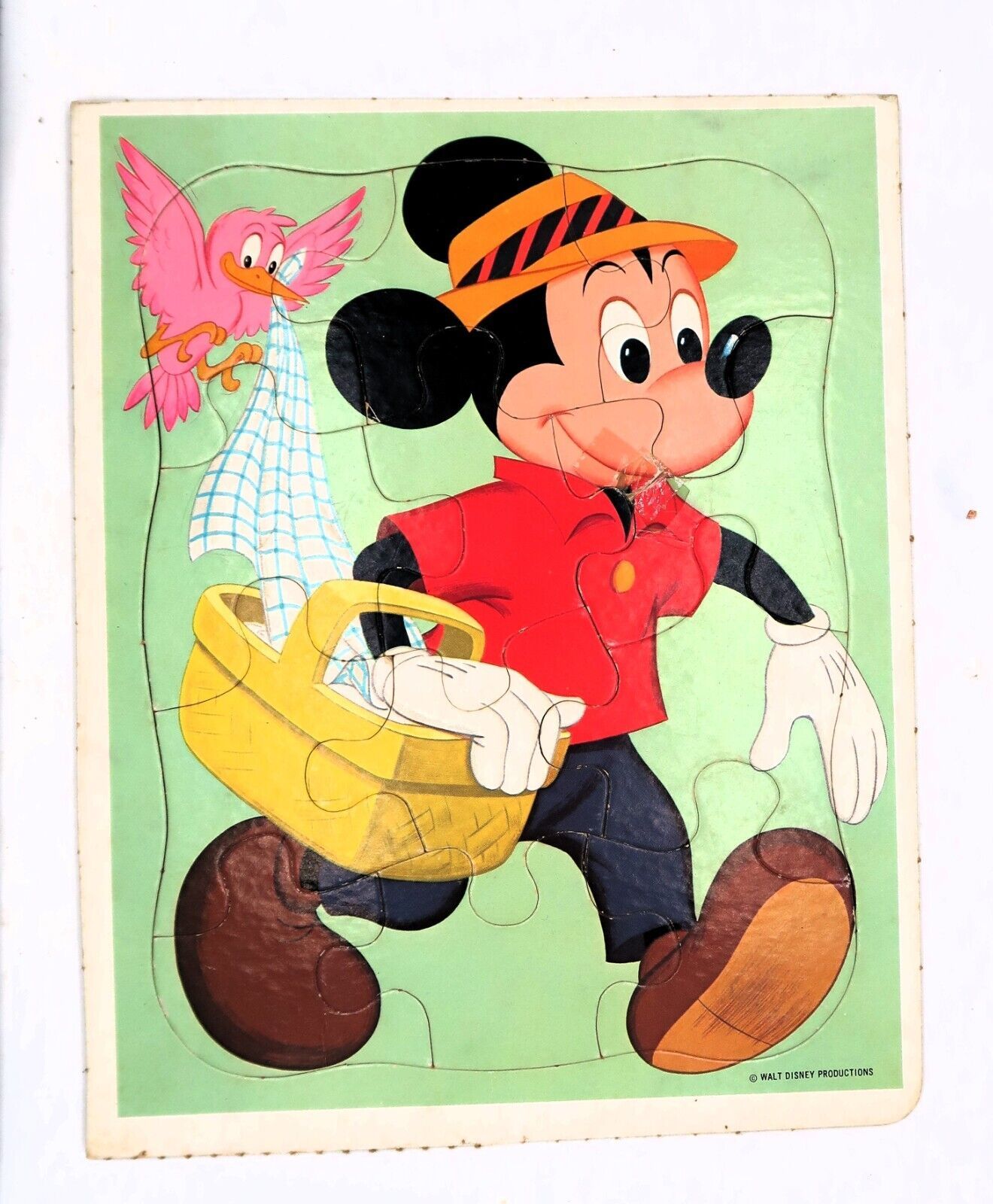 Vintage 1970s Mickey Mouse Bird Picnic Disney Tray Puzzle Disneyana Educ... - $10.00